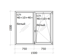 Окно WHS_72 (5_камерный профиль) 1500 x 1500 мм ( с/п 4б+10+4б+10+4и  )